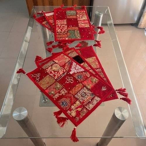 Rangoli Delight Table Runner and 6 Mats Set - Rajasthani Haat